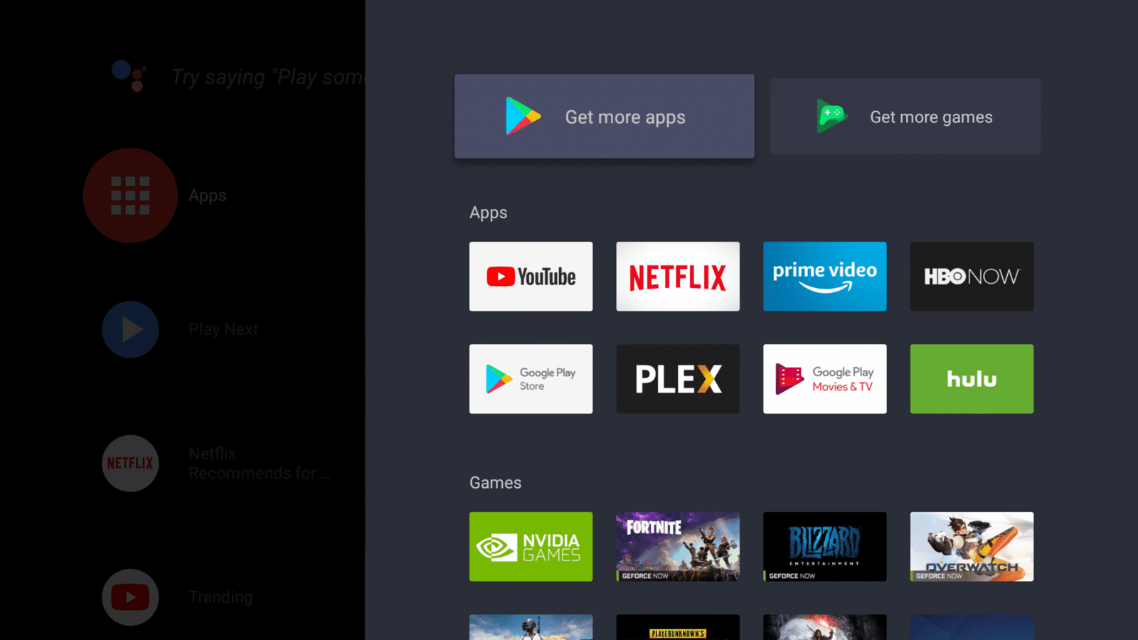 Home screen on Nvidia Shield TV — first step before using the Downloader app to install the Best IPTV apps for Nvidia Shield TV